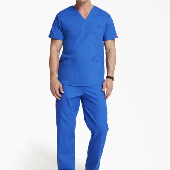 Dickies Scrubs Pants Unisex Blue Large #83006 Every Day Signature Drawstring - Picture 1 of 2
